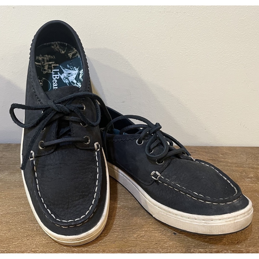 L.L.Bean Casco Bay Campside Camp Moccasins Womens 6M Navy Nubuck Leather Lace Up
